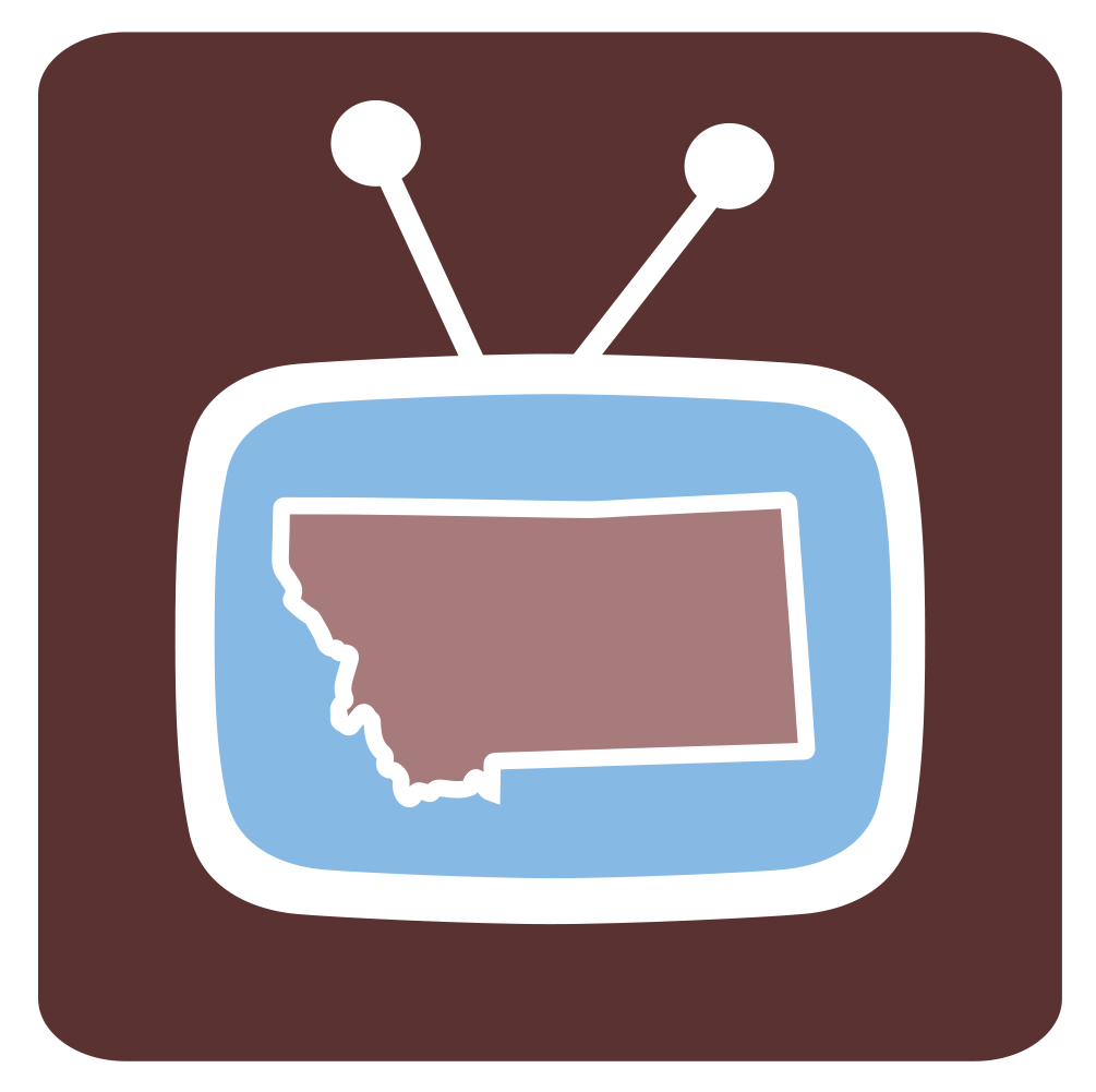 Icon with outline of the state of Montana inside a television