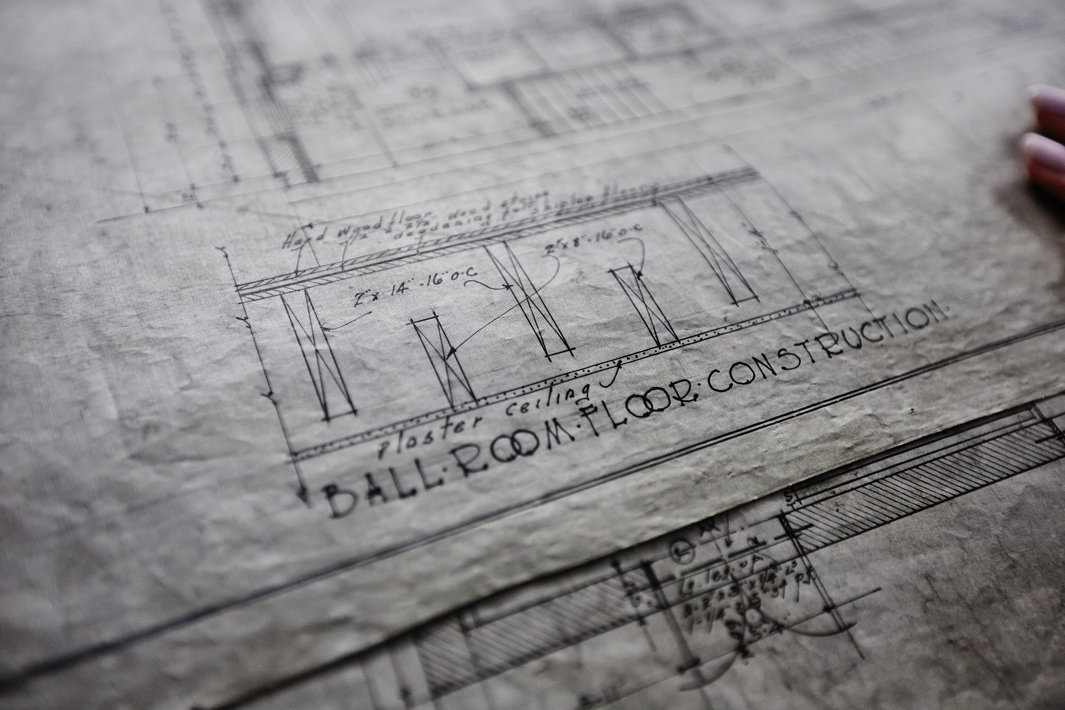 close-up of architectural drawing
