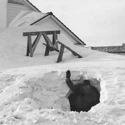 Winter Snow Cave, Browning, MT, 1937