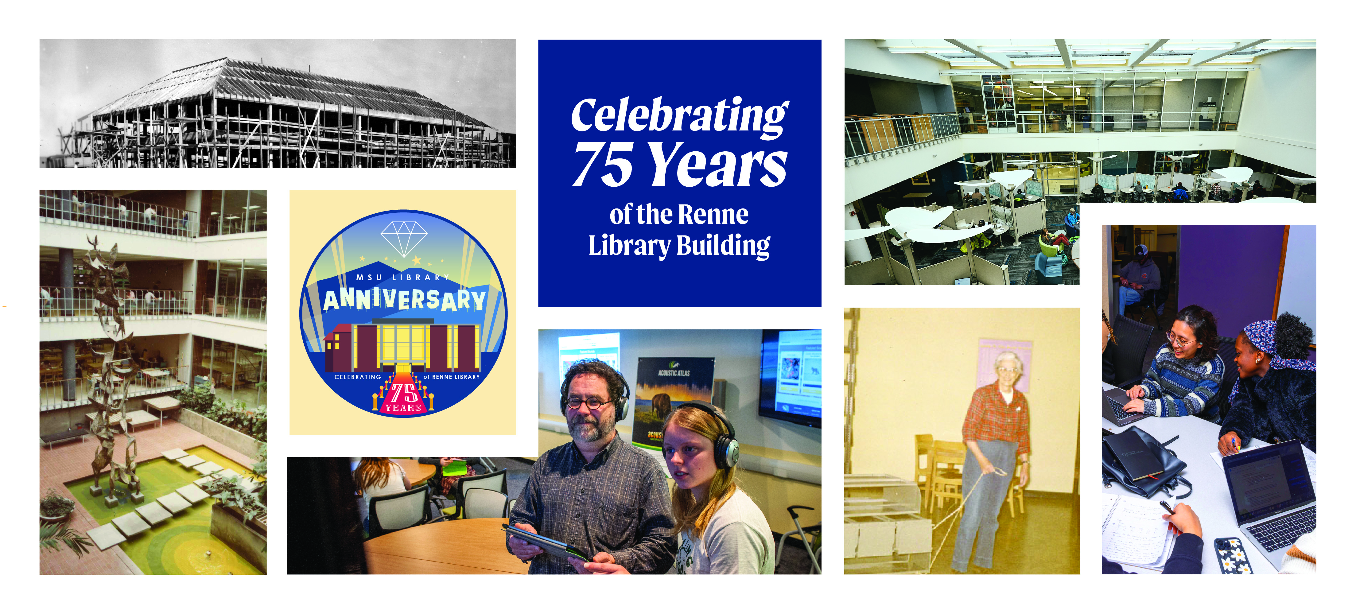 A collage of library photos from throughout the years