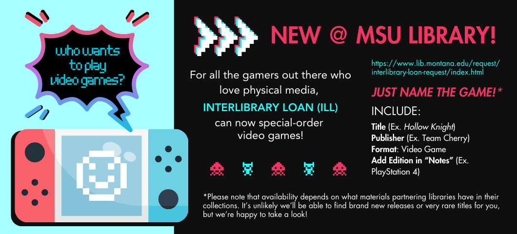 Image describing how you can get video games from other libraries through the MSU Library.