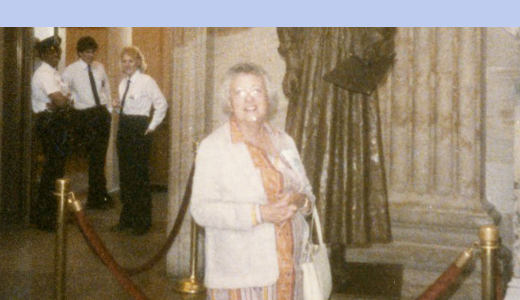 Norma Smith at the U.S. Capital with statue of Jeannette Rankin Link to digital collection