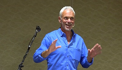 Thumbnail of Jeremy Wade during the Trout Lecture in the MSU SUB ballroom at MSU Campus.