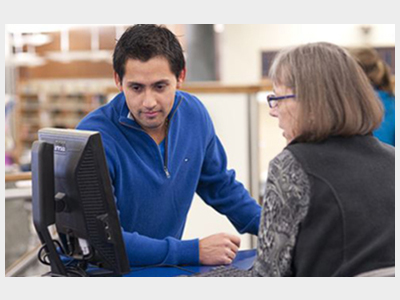 Library faculty and student