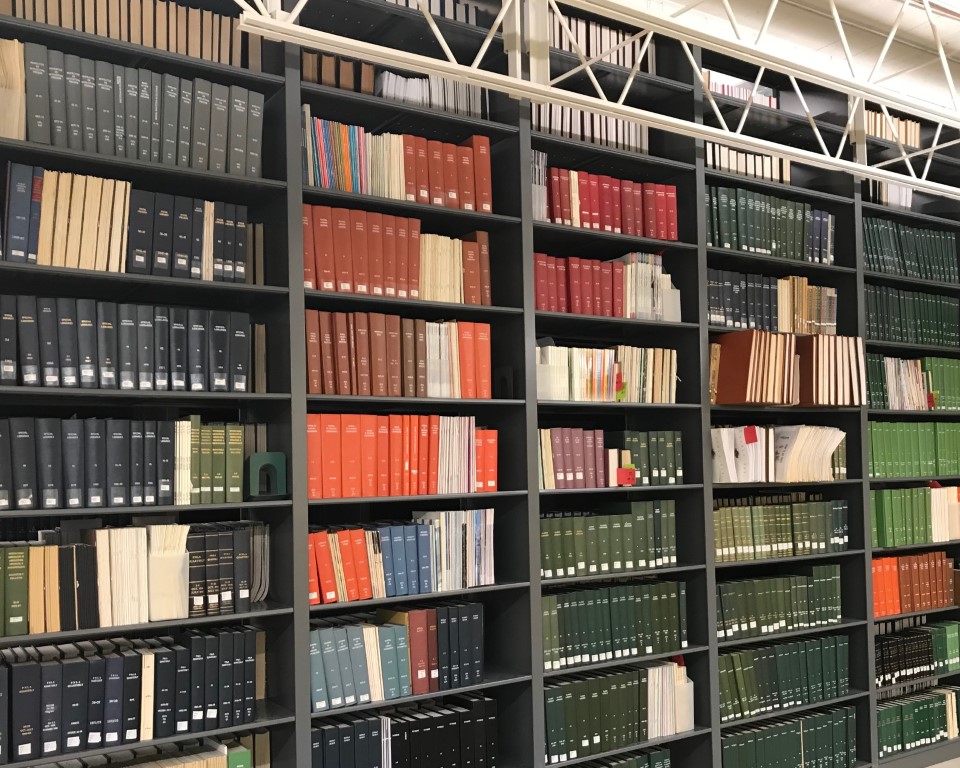 Image of the stacks in the Library Annex