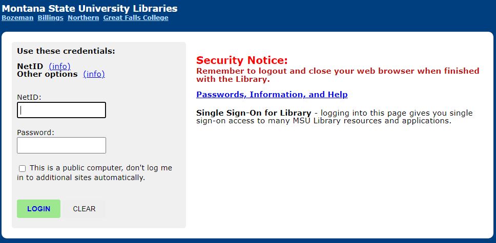 MSU Library NetID login page